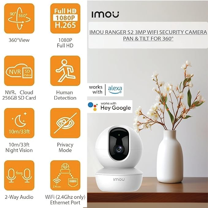 IMOU Ranger S2 3MP 360° Human Detection WiFi Security Camera IMOU Ranger S2 3MP 360° Human Detection WiFi Security Camera