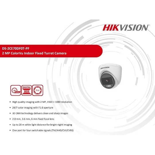 HIKVISION 2MP ColorVu Dome Camera with Audio (DS-2CE70DFOT-PFS) HIKVISION 2MP ColorVu Dome Camera with Audio (DS-2CE70DFOT-PFS)